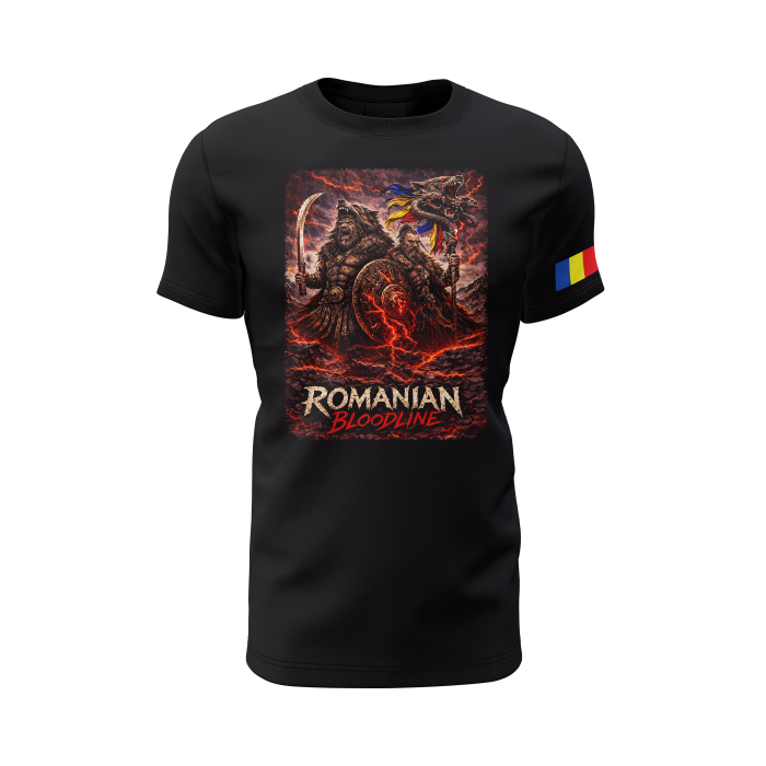 Romanian Bloodline - Dacii - Tricou Premium din Bumbac 100%, 190 GSM, Pre-Micșorat - Negru [2]