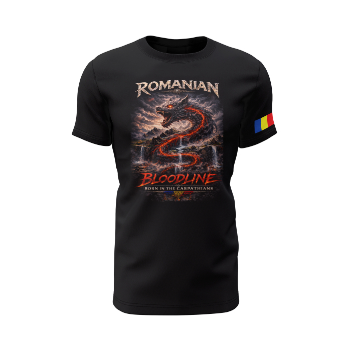 Romanian Bloodline - Draco - Tricou Premium din Bumbac 100%, 190 GSM, Pre-Micșorat - Negru [2]
