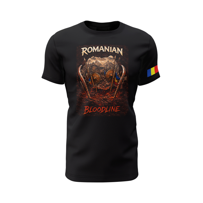 Romanian Bloodline - Hartă - Tricou Premium din Bumbac 100%, 190 GSM, Pre-Micșorat - Negru [2]