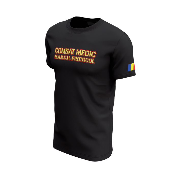 Romanian Combat Medic - Tricou Premium din Bumbac 100%, 190 GSM, Pre-Micșorat - Negru [3]