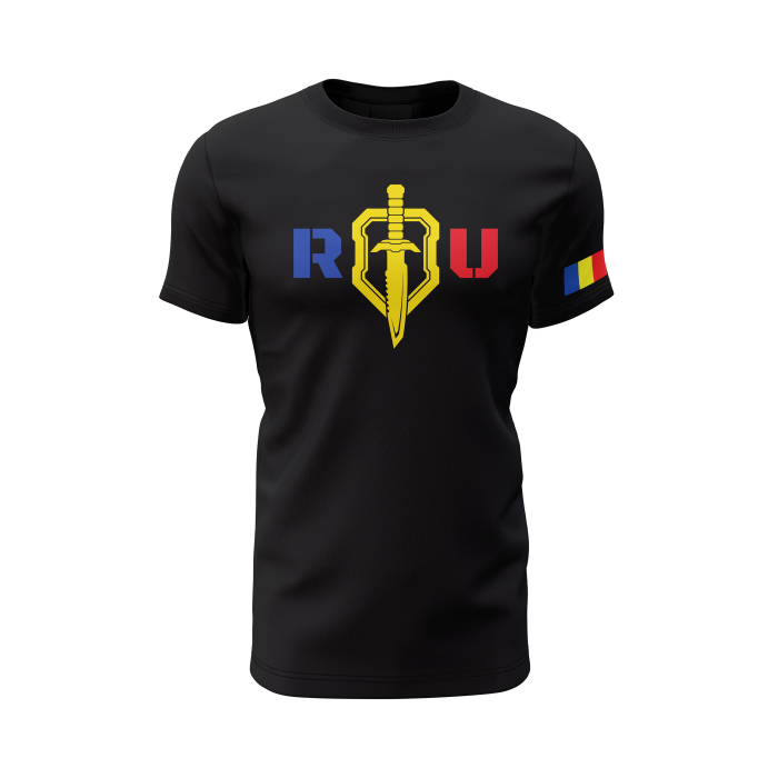 ROU Tricolor - Tricou Premium din Bumbac 100%, 190 GSM, Pre-Micșorat - Negru [2]