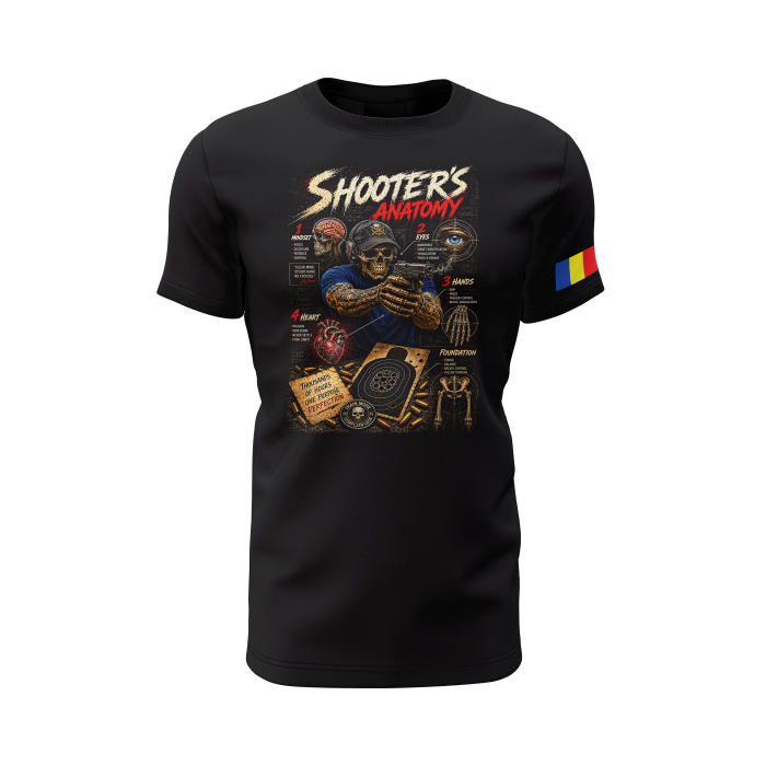 Shooter's Anatomy - Tricou Premium din Bumbac 100%, 190 GSM, Pre-Micșorat - Negru [2]