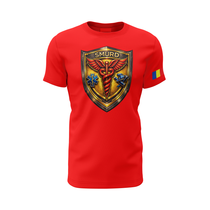 SMURD V1.0 -  Tricou Premium din Bumbac 100%, 190 GSM, Pre-Micșorat - Roșu [2]