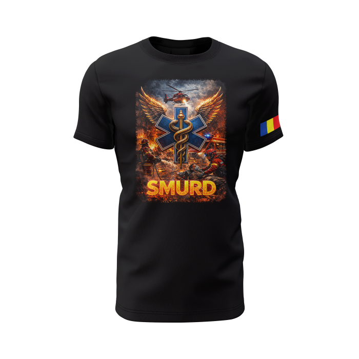 SMURD V2.0 - Tricou Premium din Bumbac 100%, 190 GSM, Pre-Micșorat - Negru [2]
