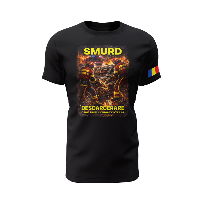 SMURD V4.0 - Tricou Premium din Bumbac 100%, 190 GSM, Pre-Micșorat - Negru [2]