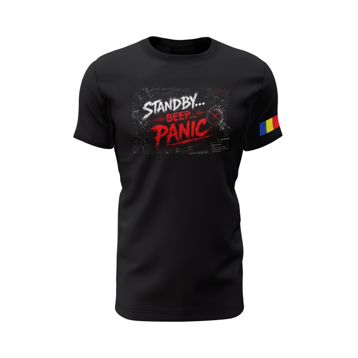 Standby Beep Panic V2.0 - Tricou Premium din Bumbac 100%, 190 GSM, Pre-Micșorat - Negru [2]