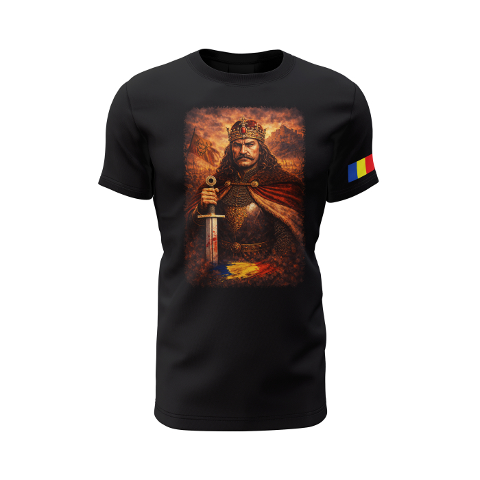 Ștefan cel Mare - Tricou Premium din Bumbac 100%, 190 GSM, Pre-Micșorat - Negru [2]
