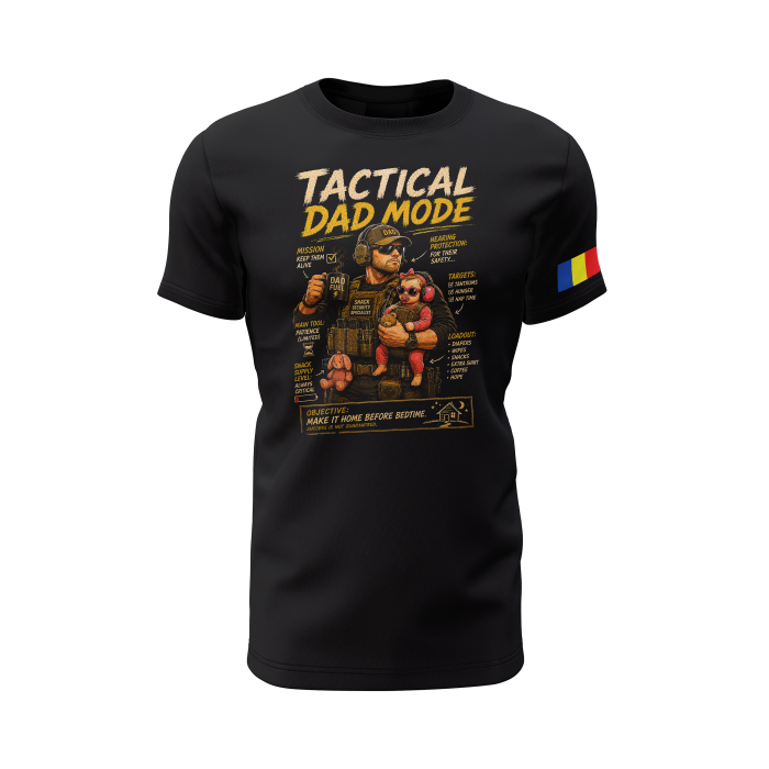 Tactical Dad Mode - Tricou Premium din Bumbac 100%, 190 GSM, Pre-Micșorat - Negru [2]