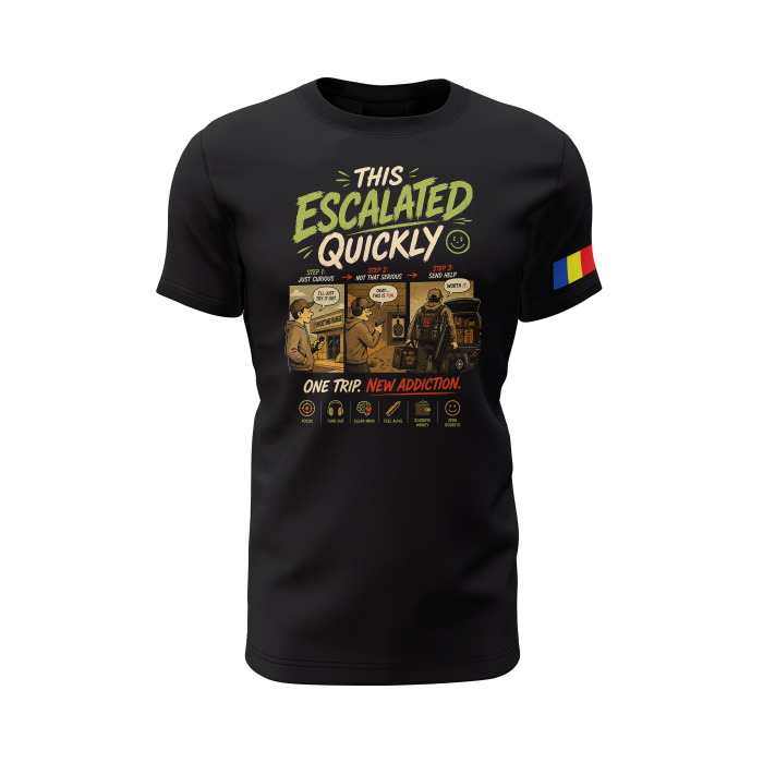 This Escalated Quickly - Tricou Premium din Bumbac 100%, 190 GSM, Pre-Micșorat - Negru [2]