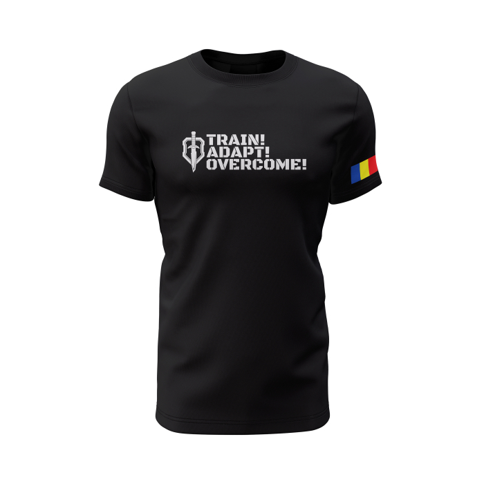 Train! Adapt! Overcome! - Tricou Premium din Bumbac 100%, 190 GSM, Pre-Micșorat - Negru [2]
