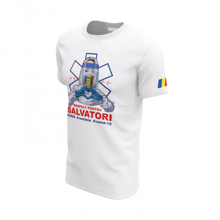 Respect pentru Salvatori - Tricou Premium din Bumbac 100%, 190 GSM, Pre-Micșorat - Alb [3]