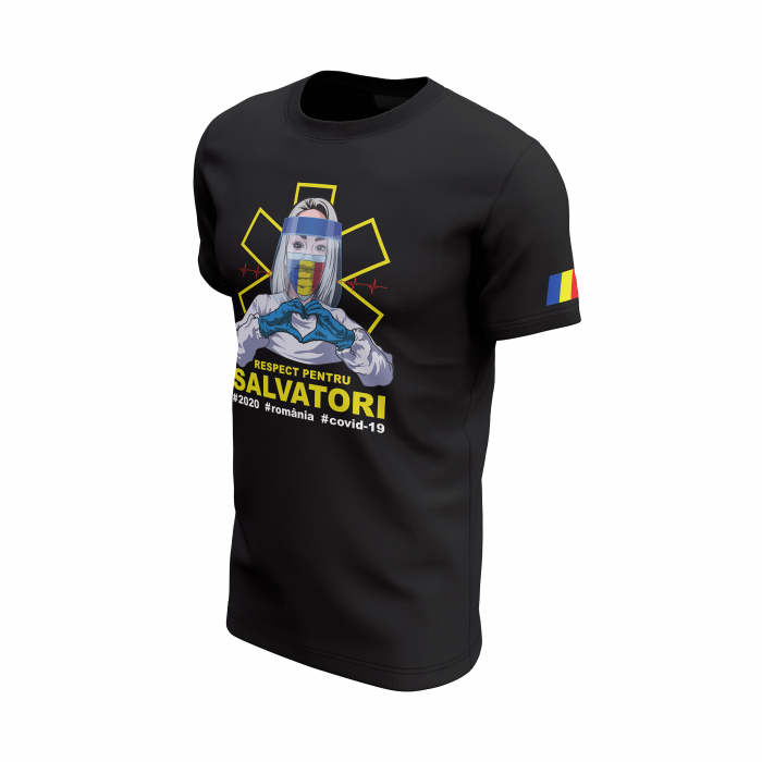 Respect pentru Salvatori - Tricou Premium din Bumbac 100%, 190 GSM, Pre-Micșorat - Negru [3]