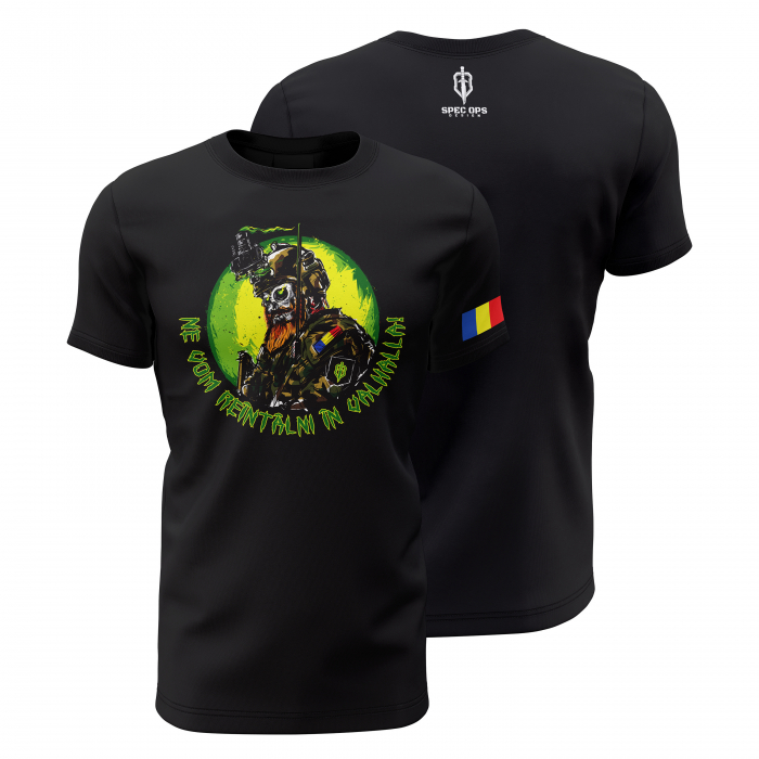 Valhalla - Tricou Premium din Bumbac 100%, 190 GSM, Pre-Micșorat - Negru [1]