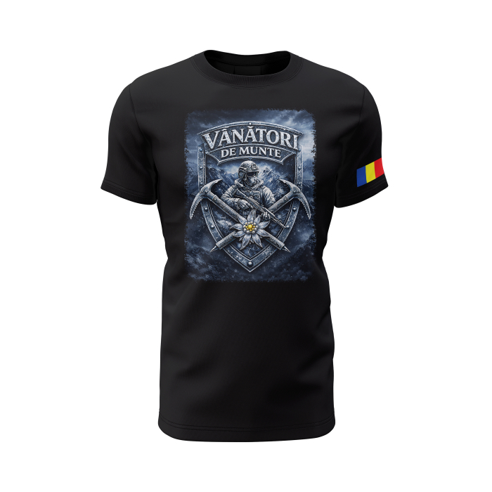 Vânători de Munte V2.0 - Tricou Premium din Bumbac 100%, 190 GSM, Pre-Micșorat - Negru [2]