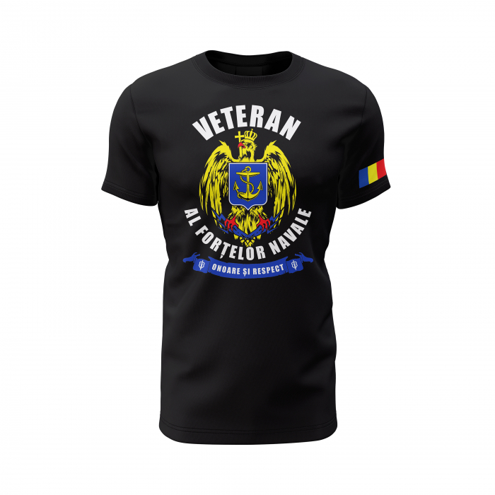 Veteran al Forţelor Navale - Tricou Premium din Bumbac 100%, 190 GSM, Pre-Micșorat - Negru [2]