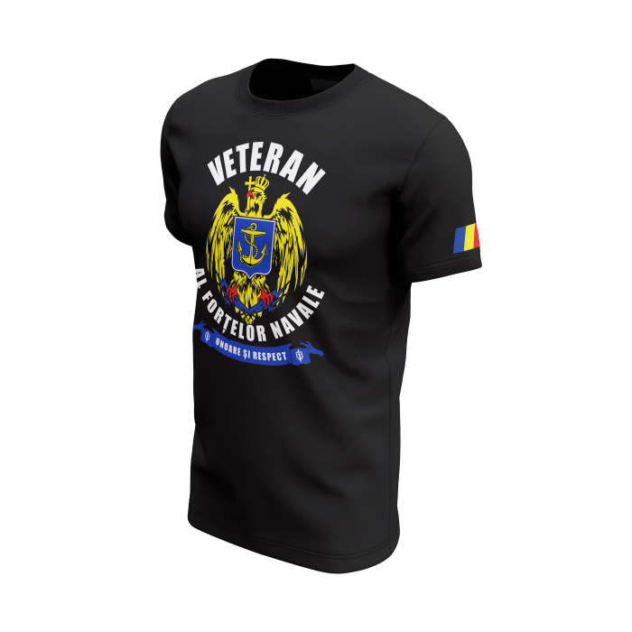 Veteran al Forţelor Navale - Tricou Premium din Bumbac 100%, 190 GSM, Pre-Micșorat - Negru [3]
