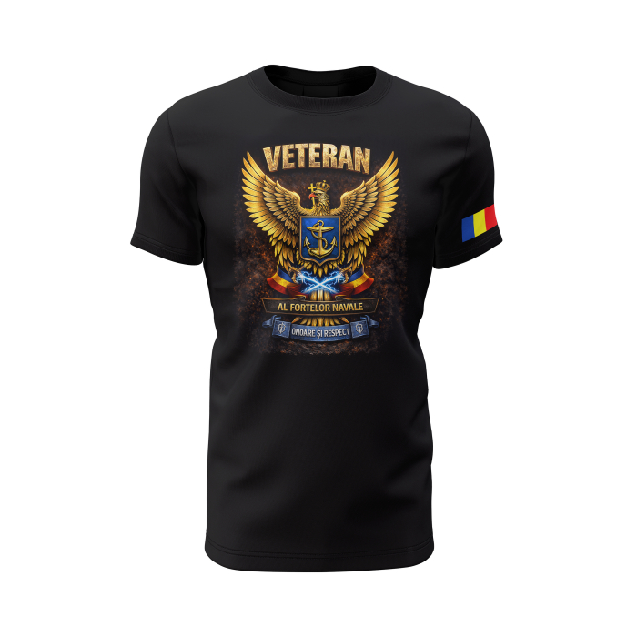 Veteran al Forţelor Navale V2.0 - Tricou Premium din Bumbac 100%, 190 GSM, Pre-Micșorat - Negru [2]