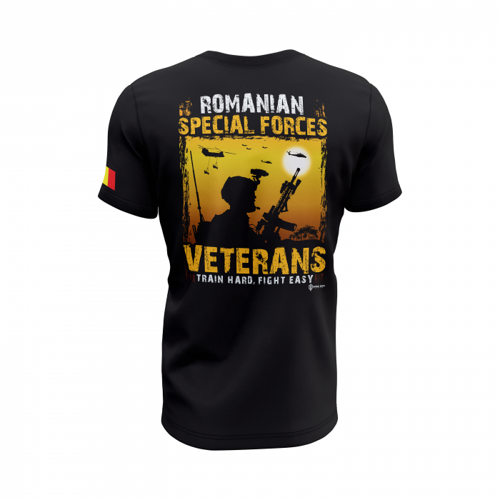 Veterani FOS - Tricou Premium din Bumbac 100%, 190 GSM, Pre-Micșorat - Negru [4]