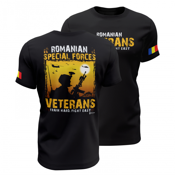 Veterani FOS - Tricou Premium din Bumbac 100%, 190 GSM, Pre-Micșorat - Negru [1]