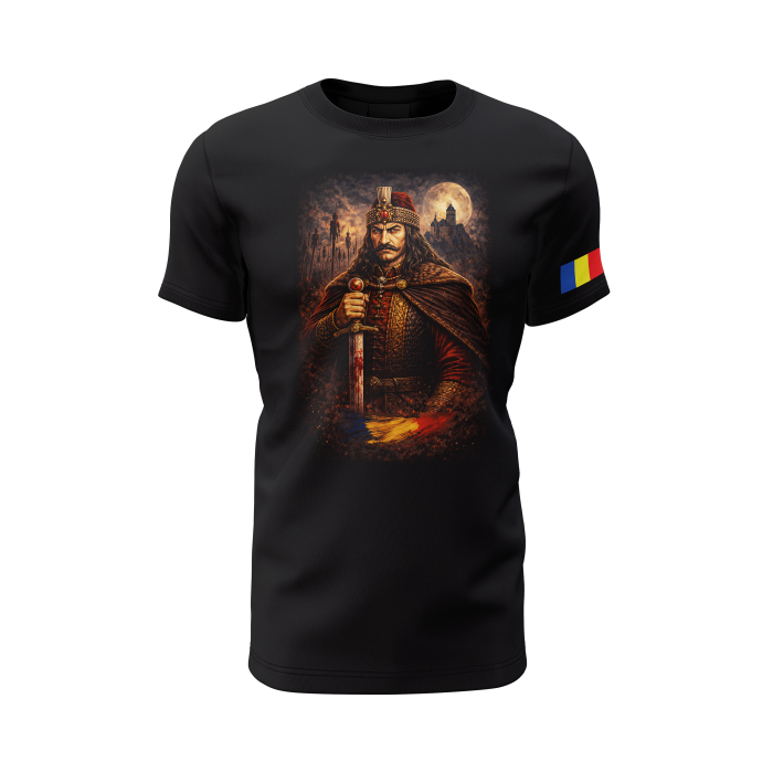 Vlad Țepeș - Tricou Premium din Bumbac 100%, 190 GSM, Pre-Micșorat - Negru [2]