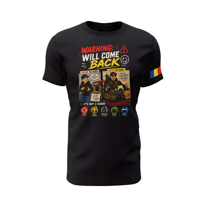 Will Come Back - Tricou Premium din Bumbac 100%, 190 GSM, Pre-Micșorat - Negru [2]