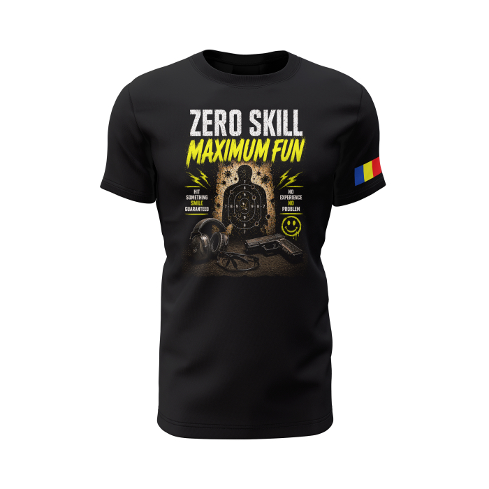 Zero Skill Maximum Fun - Tricou Premium din Bumbac 100%, 190 GSM, Pre-Micșorat - Negru [2]
