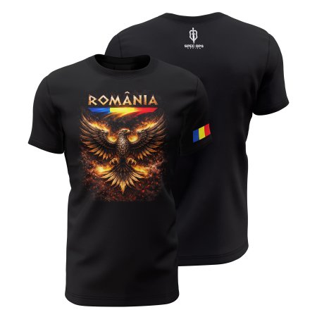 Noutăţi - Acvila Neagră - Tricou Premium din Bumbac 100%, 190 GSM, Pre-Micșorat - Negru