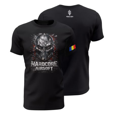 Airsoft - Hardcore Airsoft - Tricou Premium din Bumbac 100%, 190 GSM, Pre-Micșorat - Negru