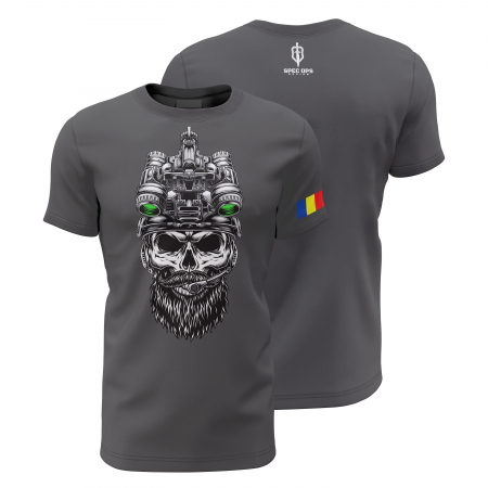 Poliţie - Barbă Tactică - Tricou Premium din Bumbac 100%, 190 GSM, Pre-Micșorat - Gri Închis