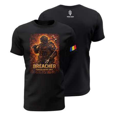 Poliţie - Breacher - Tricou Premium din Bumbac 100%, 190 GSM, Pre-Micșorat - Negru