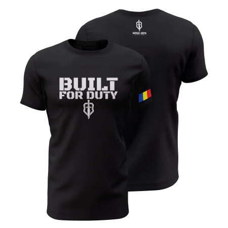Motivațional - Built For Duty - Tricou Premium din Bumbac 100%, 190 GSM, Pre-Micșorat - Negru