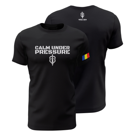 Motivațional - Calm Under Pressure - Tricou Premium din Bumbac 100%, 190 GSM, Pre-Micșorat - Negru
