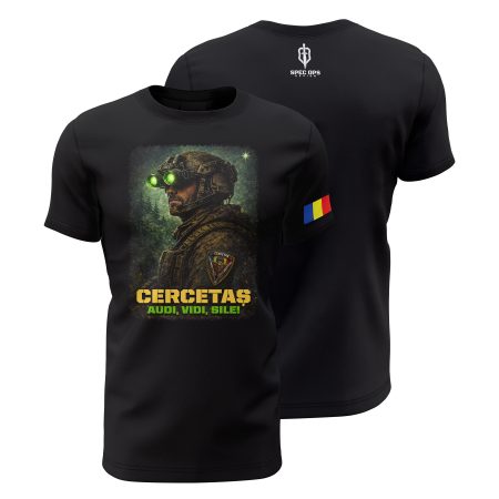 Noutăţi - Cercetaș V1.0 - Tricou Premium din Bumbac 100%, 190 GSM, Pre-Micșorat - Negru