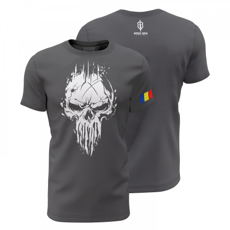 Craniu Gri - Tricou Premium din Bumbac 100%, 190 GSM, Pre-Micșorat - Gri Închis