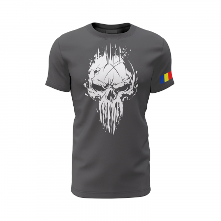 Craniu Gri - Tricou Premium din Bumbac 100%, 190 GSM, Pre-Micșorat - Gri Închis [1]
