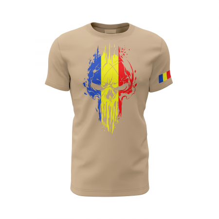 Craniu în Tricolor - Tricou Premium din Bumbac 100%, 190 GSM, Pre-Micșorat - Crem [1]