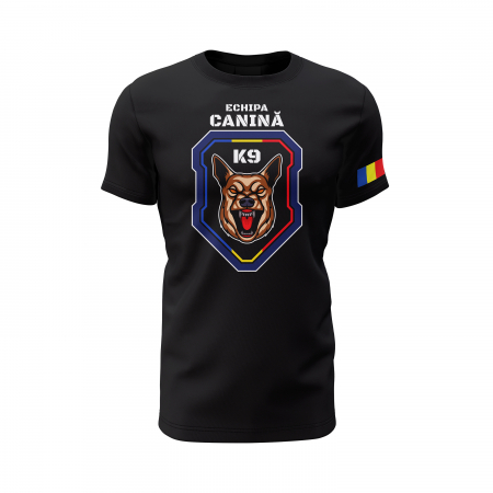Echipa Canină - Tricou Premium din Bumbac 100%, 190 GSM, Pre-Micșorat - Negru [1]
