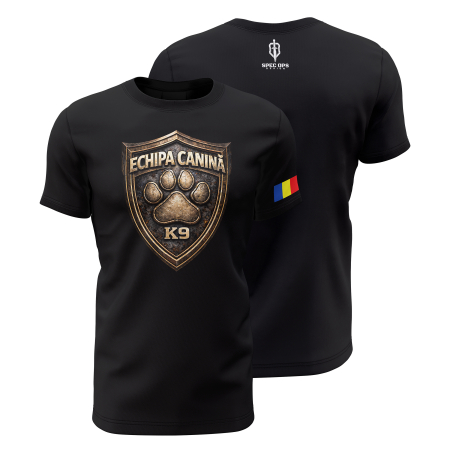Poliţie - Echipa Canină V2.0 - Tricou Premium din Bumbac 100%, 190 GSM, Pre-Micșorat - Negru