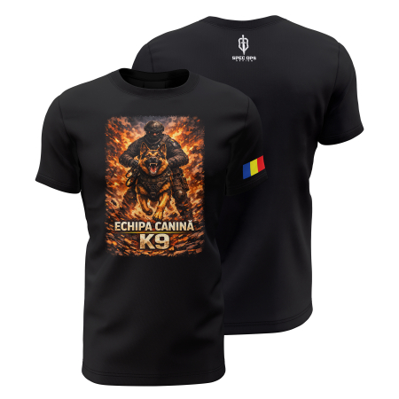 Poliţie - Echipa Canină V4.0 - Tricou Premium din Bumbac 100%, 190 GSM, Pre-Micșorat - Negru