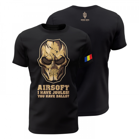 Lichidări de Stoc - Echipa de Airsoft - Tricou Premium din Bumbac 100%, 190 GSM, Pre-Micșorat - Negru