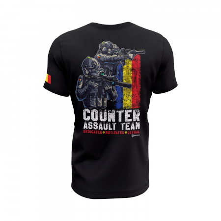 Echipa de Intervenție Contrateroristă - Tricou Premium din Bumbac 100%, 190 GSM, Pre-Micșorat - Negru [3]