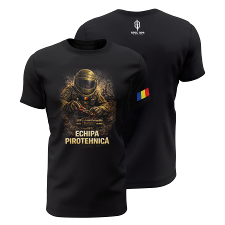Poliţie - Echipa Pirotehnică V2.0 - Tricou Premium din Bumbac 100%, 190 GSM, Pre-Micșorat - Negru