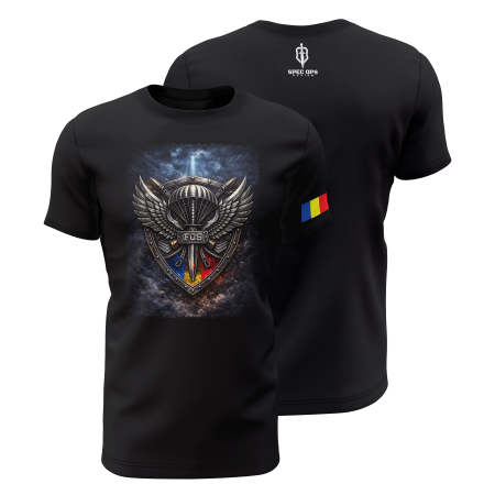 Armată - Emblema FOS V3.0 - Tricou Premium din Bumbac 100%, 190 GSM, Pre-Micșorat - Negru