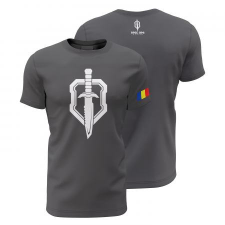 Poliţie - Emblema Spec Ops - Tricou Premium din Bumbac 100%, 190 GSM, Pre-Micșorat - Gri Închis