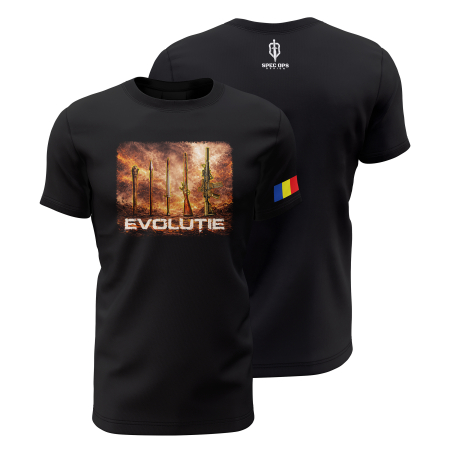 Poliţie - Evoluție Arme - Tricou Premium din Bumbac 100%, 190 GSM, Pre-Micșorat - Negru