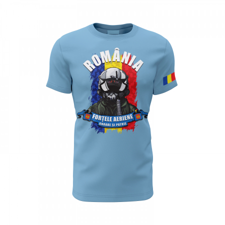Forţele Aeriene - Tricou Premium din Bumbac 100%, 190 GSM, Pre-Micșorat - Albastru Deschis [1]