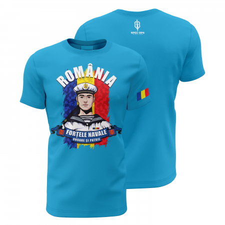 Patriotic - Forțele Navale - Tricou Premium din Bumbac 100%, 190 GSM, Pre-Micșorat - Albastru