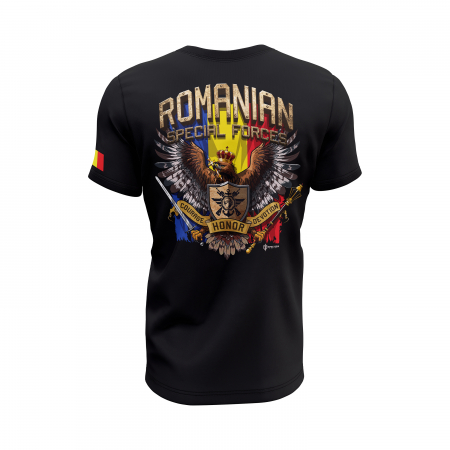 Forțele Speciale Române - Tricou Premium din Bumbac 100%, 190 GSM, Pre-Micșorat - Negru [3]