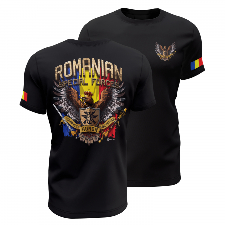 Toate Produsele Spec Ops Design - Forțele Speciale Române - Tricou Premium din Bumbac 100%, 190 GSM, Pre-Micșorat - Negru