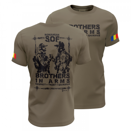 Toate Produsele Spec Ops Design - Frați de Arme - Tricou Premium din Bumbac 100%, 190 GSM, Pre-Micșorat - Army
